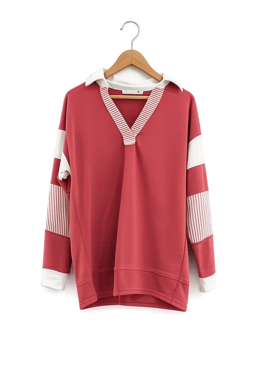 Altar'd State Colorblock Rugby Stripe Oversized Pullover Top Size XS